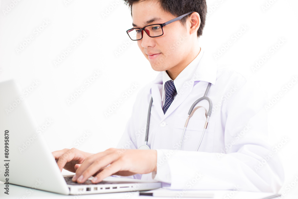 Close-up of a medical worker with laptop Close-up of a medical worker with laptop