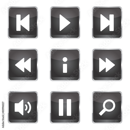 Free Download Multimedia Controller Square Vector Black Button Icon Design Set - GFXLoad