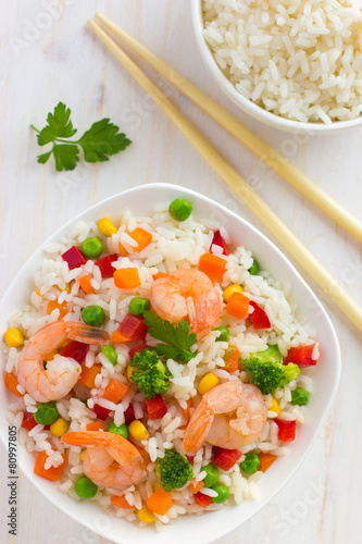 Rice with vegetables and shrimps