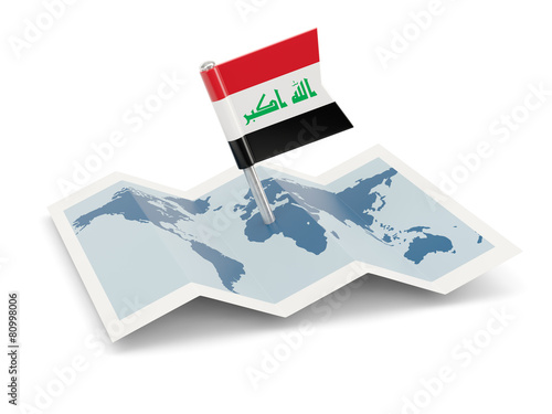 Map with flag of iraq