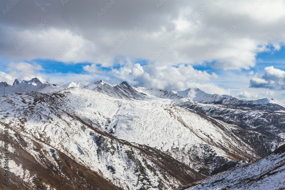 Panorama view of the mountains on the Highland of Sichuan Provin
