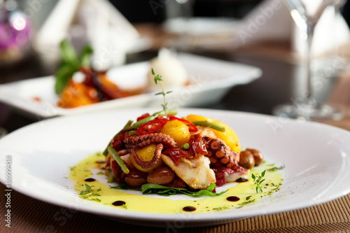 Seafood appetizer on table