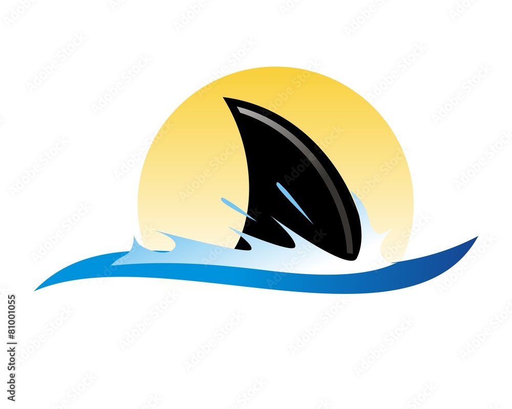 shark fin icon logo vector