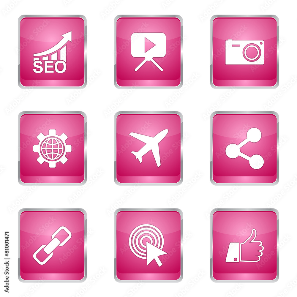 SEO Internet Sign Square Vector Pink Icon Design Set 1 SEO Internet Sign Square Vector Pink Icon Design Set 1