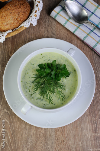 puree soup with dill and parsley