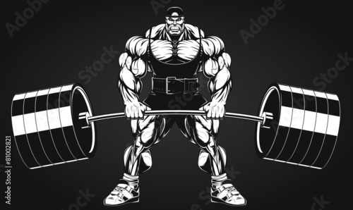 Bodybuilder with a barbell photo