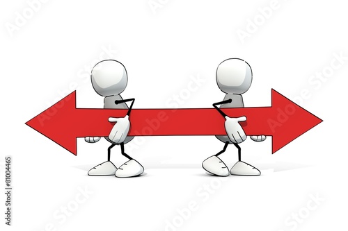 little sketchy men with red arrow - different directions
