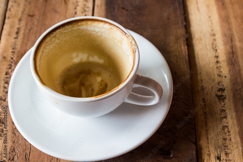 Fototapeta premium Empty coffee cup on wood table.