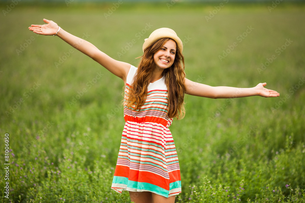 Portrait of happy girl in wheat field Portrait of happy girl in wheat field