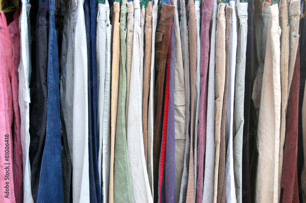 Various hanging pants photo