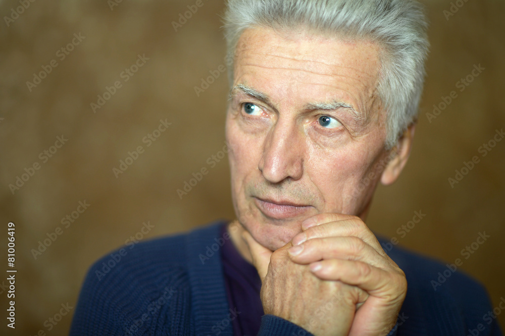 Pensive elderly man at home Pensive elderly man at home