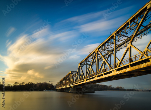 Stary kolejowy most zwodzony na Odrze w Szczecinie photo