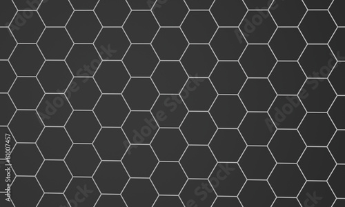 Abstract composition of hexagons of geometric shapes