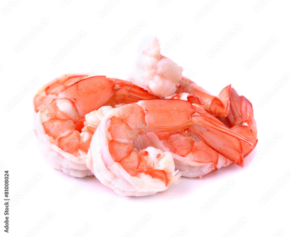 Boiled shrimp isolated on white background Boiled shrimp isolated on white background