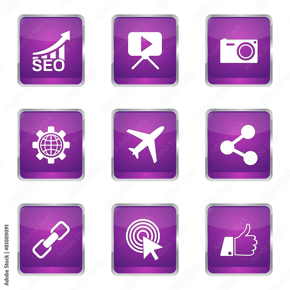 SEO Internet Sign Square Vector Violet Icon Design Set 1 SEO Internet Sign Square Vector Violet Icon Design Set 1