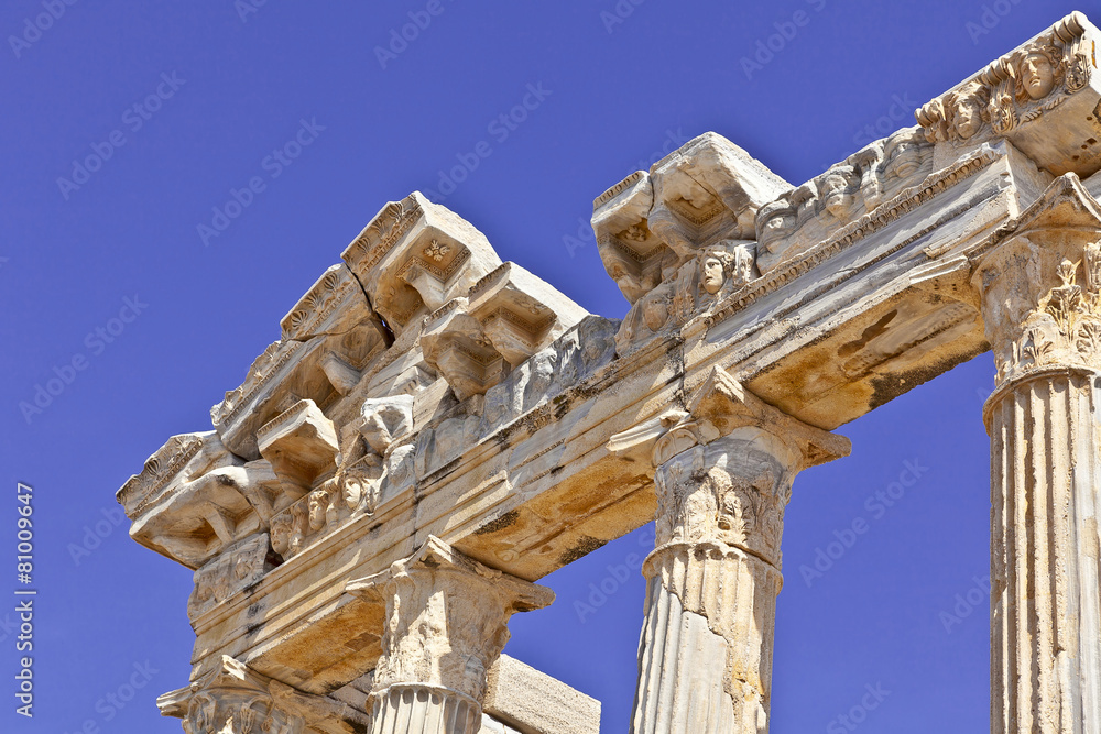 Historic ruin of the Temple of Apollo in Side, Turkey.