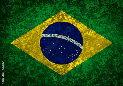Flag of Brazil. Grungy textured Brazilian flag.