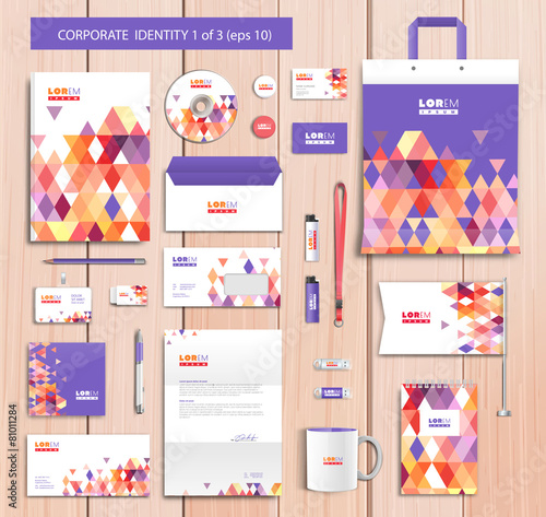 Vector artistic corporate identity template with color elements