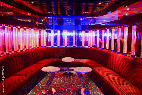 Red VIP club interior with beautifull lighting photo