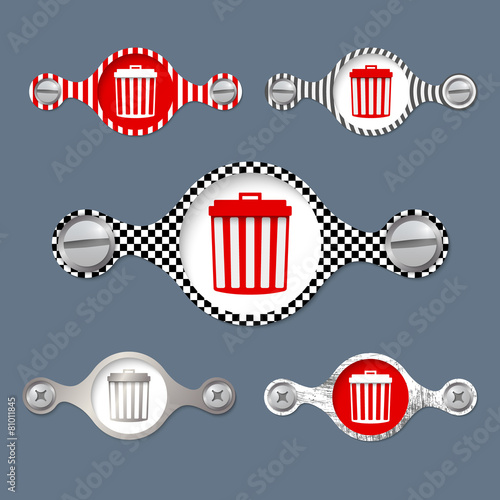 five abstract objects with pattern and with screws