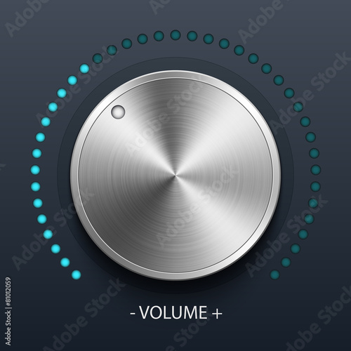 Volume knob with metal texture, stock vector