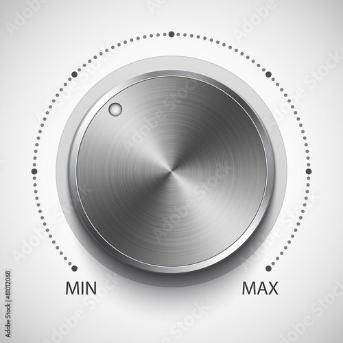 Volume knob with metal texture, realistic vector illustration
