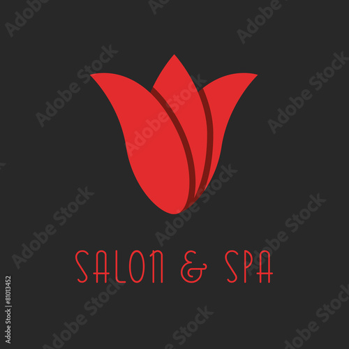 Fototapeta Naklejka Na Ścianę i Meble -  Red tulip logo, beauty flower, design spa salon emblem