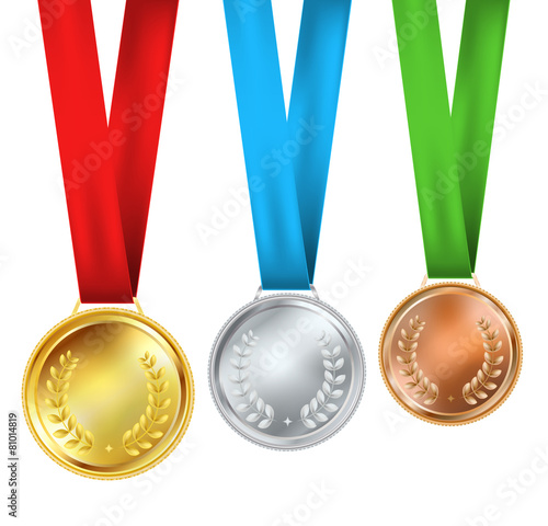 set of three realistic medals