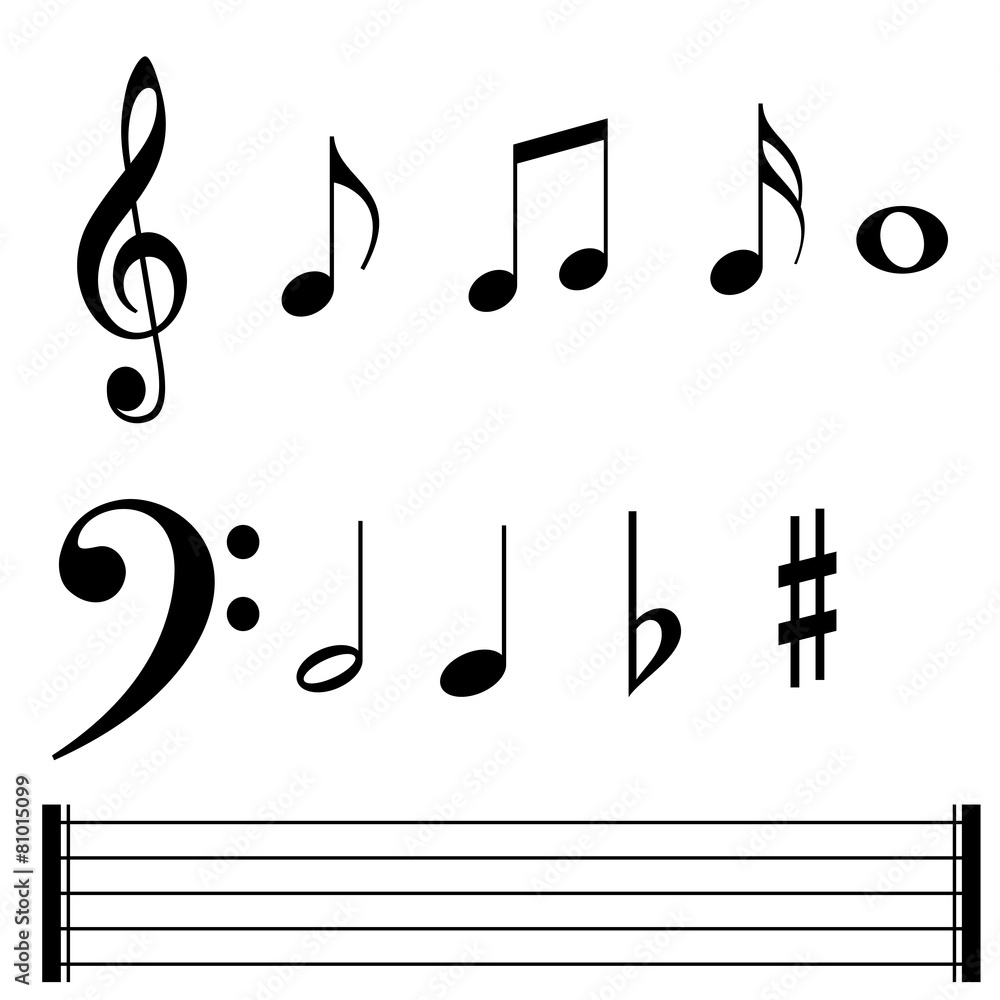 Fototapeta premium Music note symbols and lines
