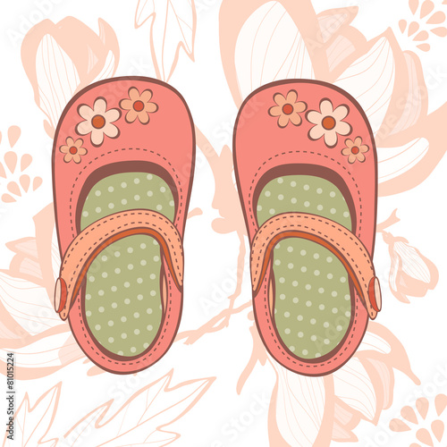 Illustration of beautiful baby girl shoes