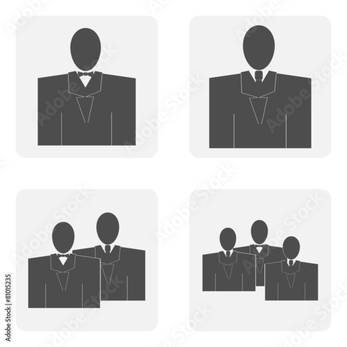 monochrome icon set with Mister silhouette