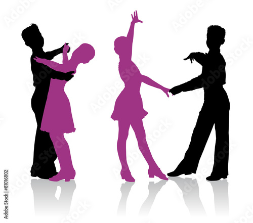 Silhouettes of kids dancing ballroom dance
