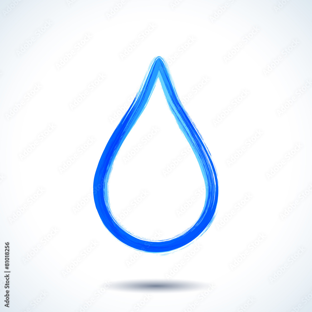 Blue watercolor brush painted ink water drop silhouette Blue watercolor brush painted ink water drop silhouette
