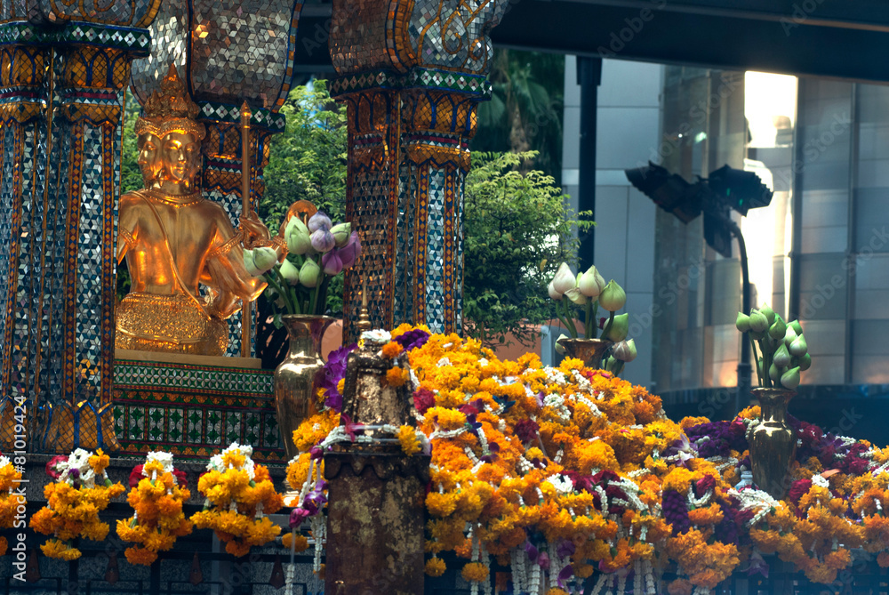 The shrine of the four-faced Brahma (Phra Phrom) in Thailand.