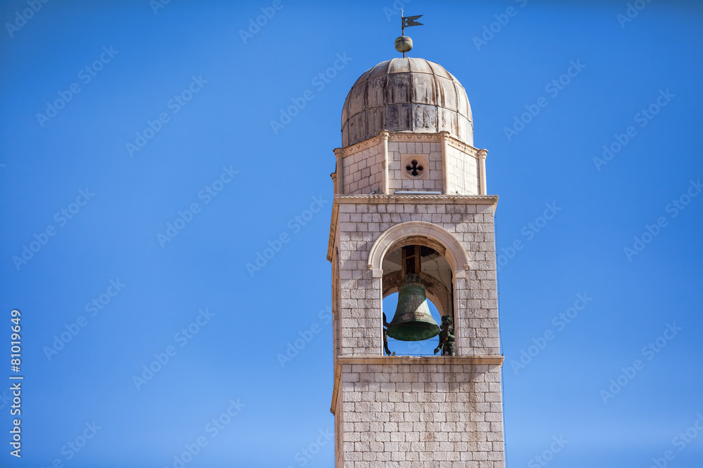 Fototapeta premium Bell tower in the old town of Dubrovnik, Croatia