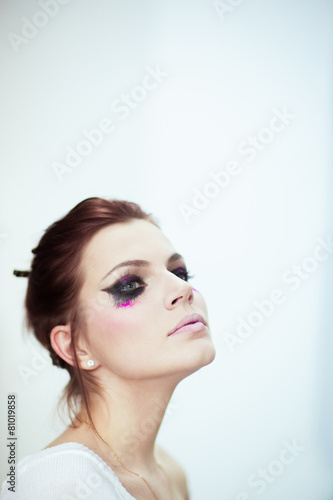 Creative make-up with pink and black