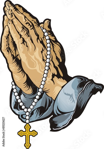Praying hands with rosary tattoo