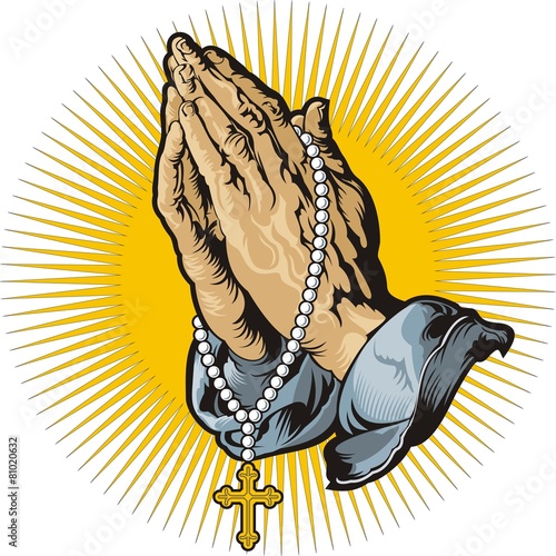 Praying hands with rosary