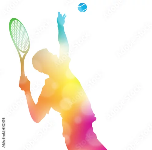 Obraz Streszczenie tenisista obsługujących w pięknej letniej mgle.