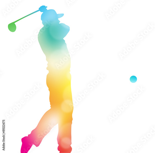 Abstract Golf Player Driving in Beautiful Summer Haze.