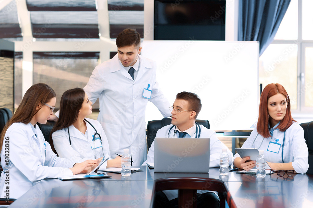 Fototapeta premium Medical workers working in conference room