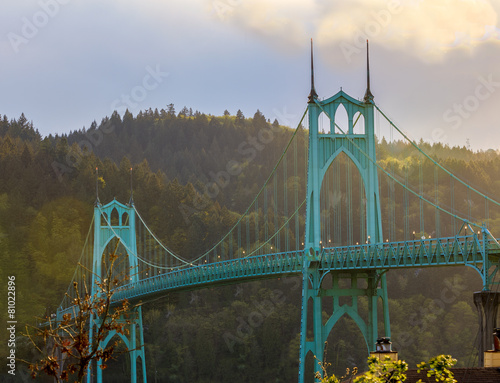 St. John's Bridge in Portland Oregon, USA photo