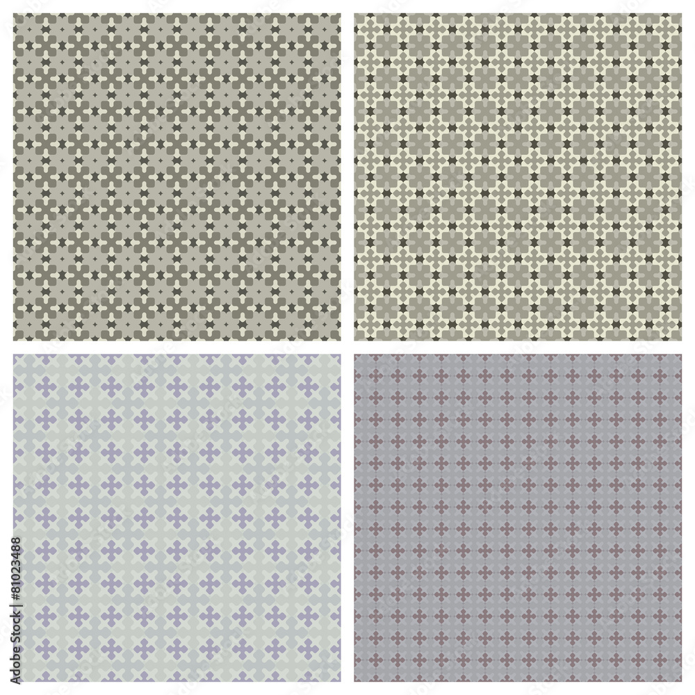 Set of four seamless patterns in shades of gray Set of four seamless patterns in shades of gray