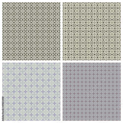Set of four seamless patterns in shades of gray