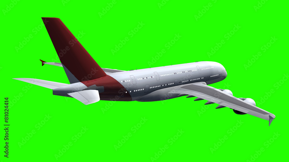 Fototapeta premium Airbus A380 Airplane - air to air - on green screen