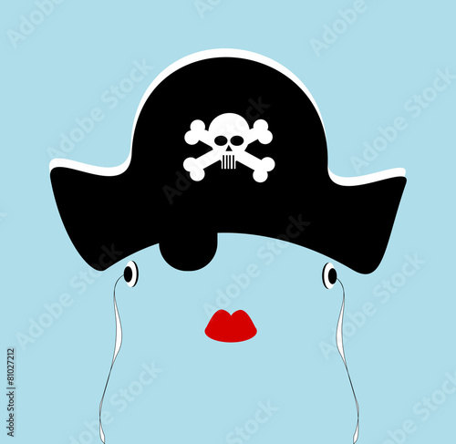 female pirate wearng earphones photo