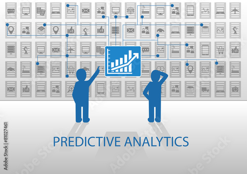 Two analysts analyzing predictive analytics dashboard photo