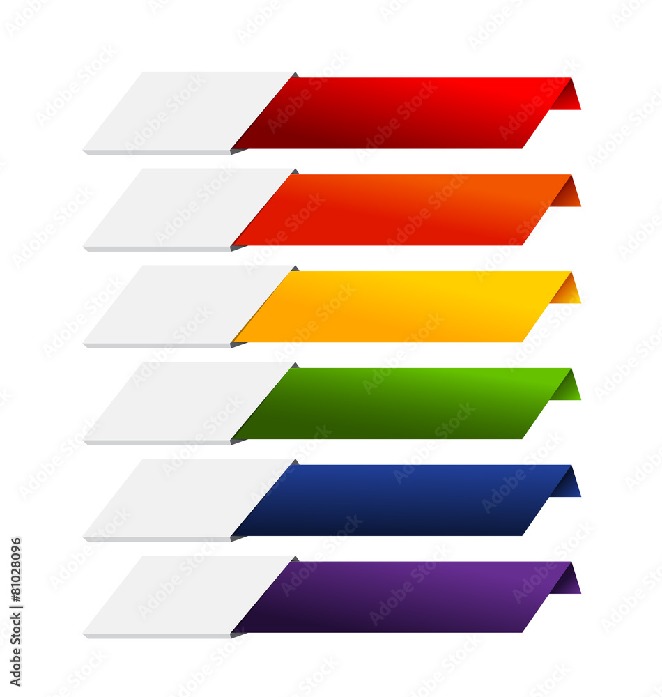 Blank Infographics colorful rainbow paper stripe banners on whit Blank Infographics colorful rainbow paper stripe banners on whit