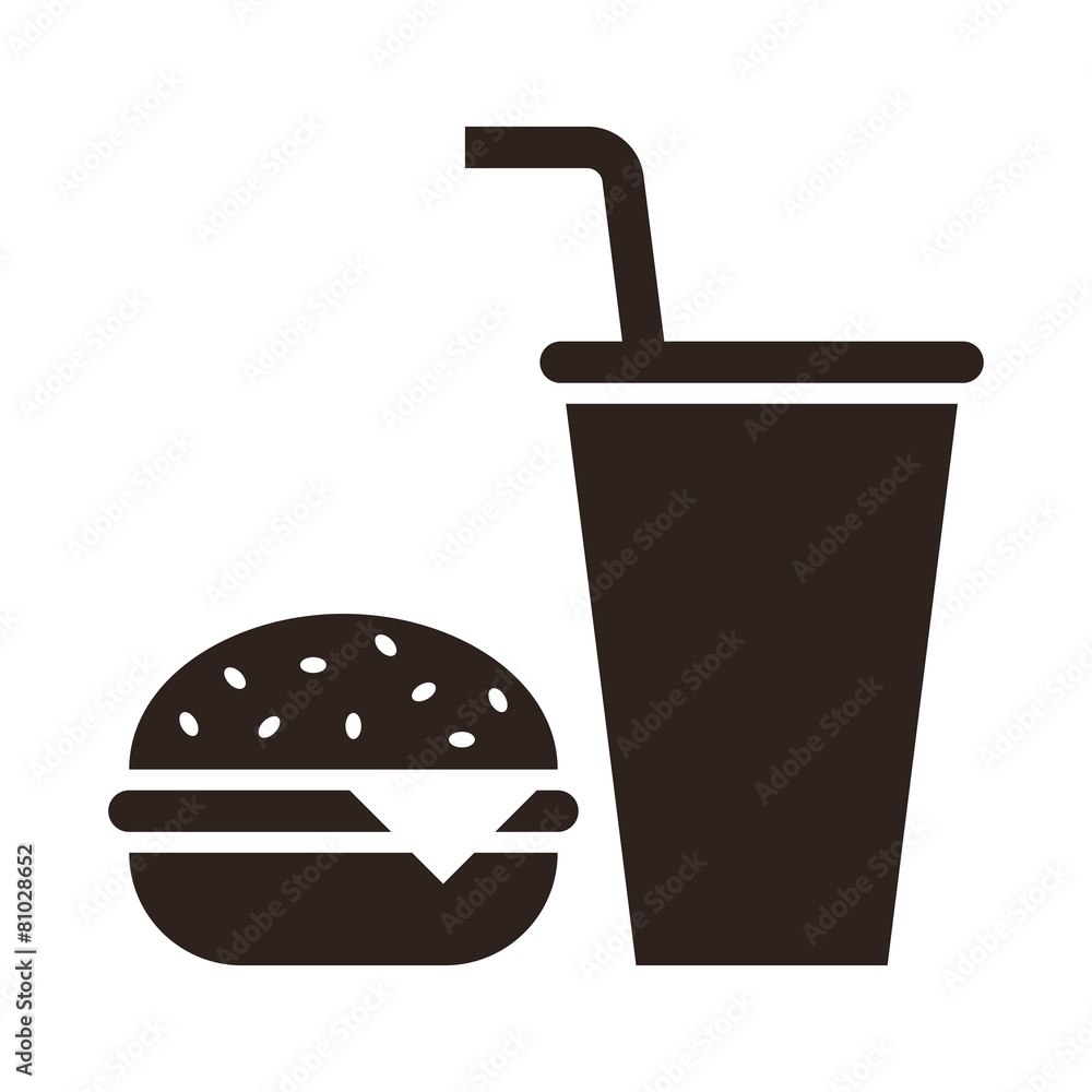 Fast food. Hamburger and drink icon Fast food. Hamburger and drink icon