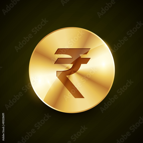 indian ruppe gold coin with shiny effects